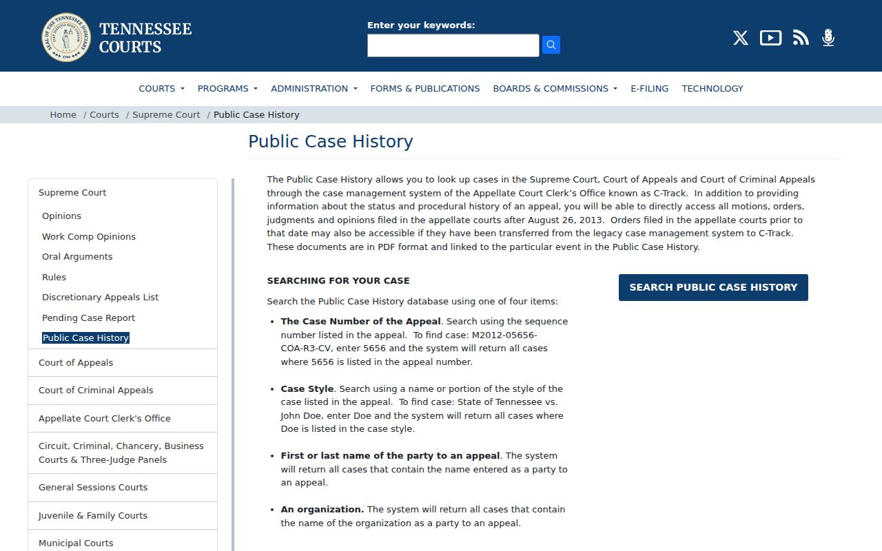 Marshall County docket search appellate Public Case History