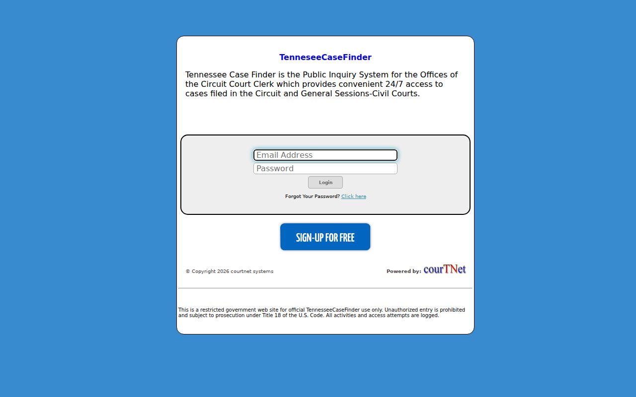 Marshall County criminal court docket Tennessee Case Finder login