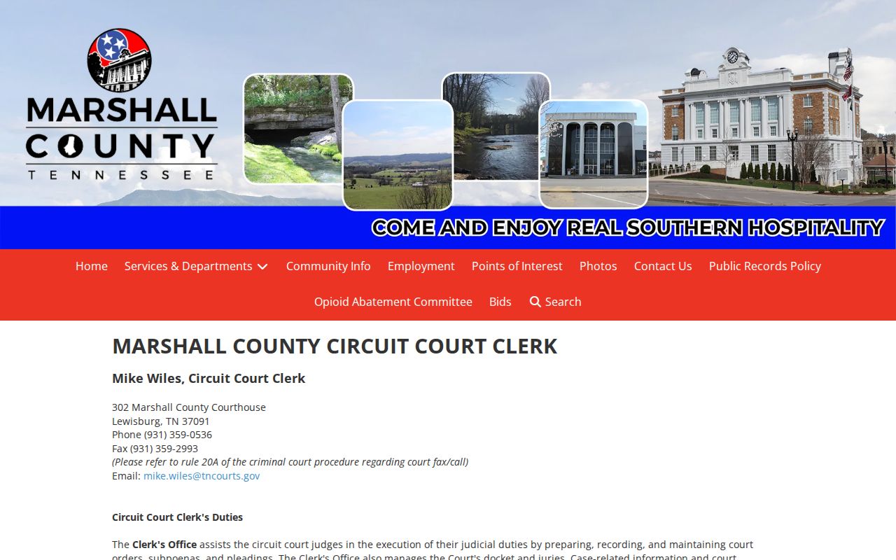 Marshall County Circuit Court Clerk official page