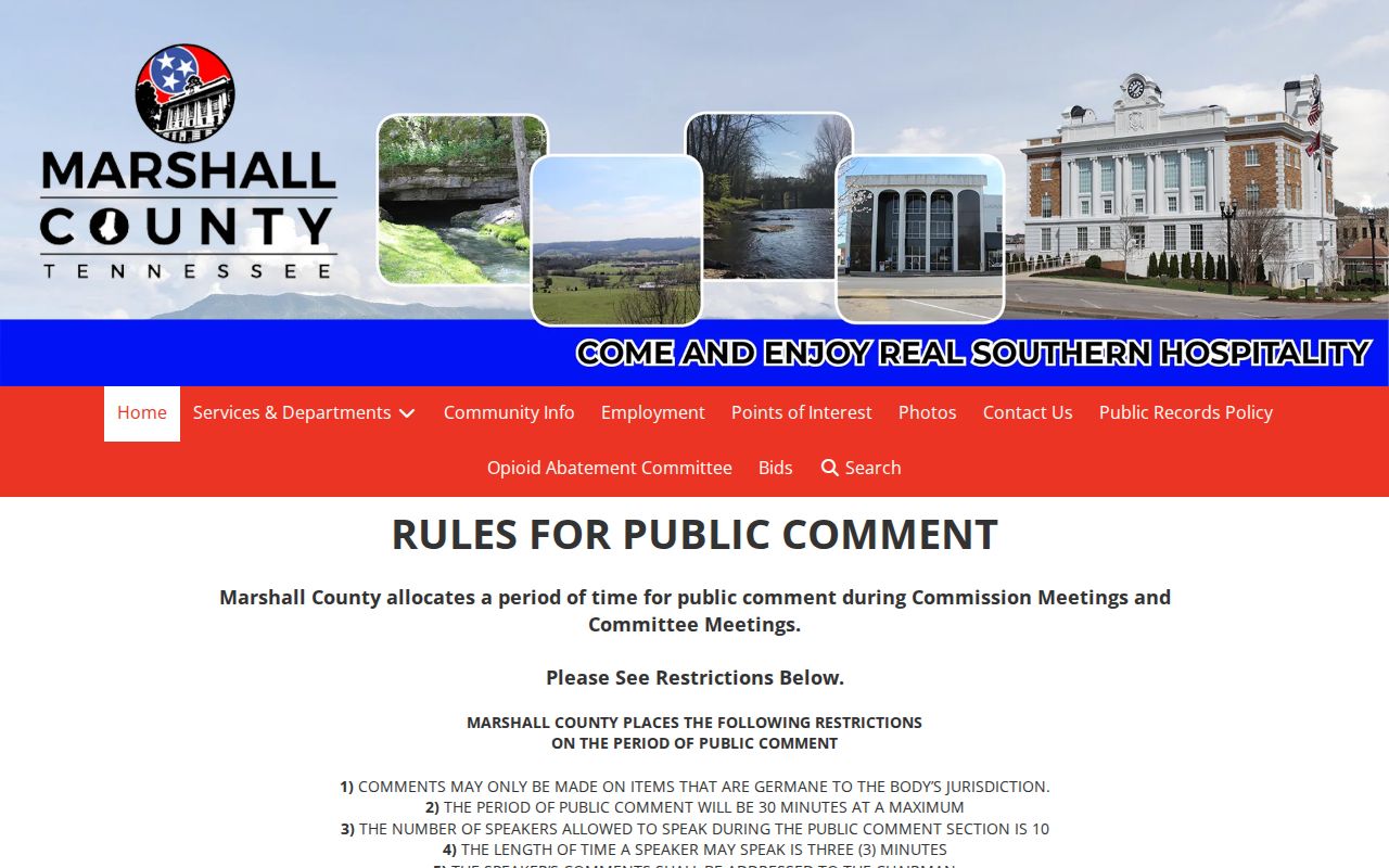 Marshall County Tennessee official government homepage