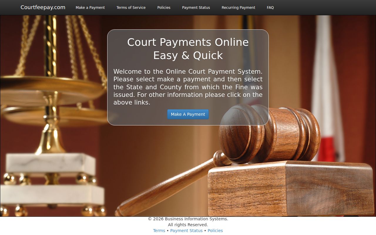 Marshall County traffic court CourtFeePay selection page